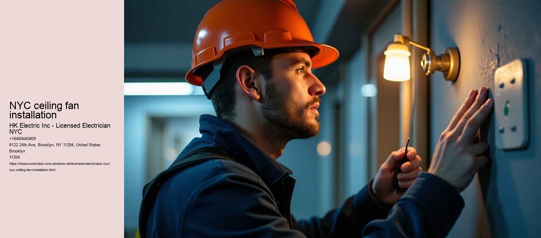NYC ceiling fan installation